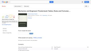 
                            13. Mechanics and Engineers' Pocket-book Tables, Rules and Formulas ...