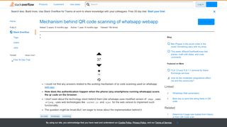 
                            13. Mechanism behind QR code scanning of whatsapp webapp - Stack Overflow