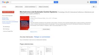 
                            11. Mechatronics and Automatic Control Systems: Proceedings of the ... - Google पुस्तक परिणामहरु