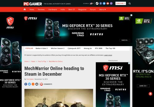 
                            13. MechWarrior Online heading to Steam in December | PC Gamer