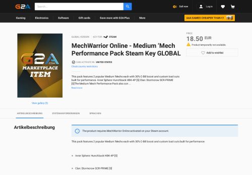 
                            12. MechWarrior Online - Medium 'Mech Performance Pack Key Steam ...