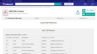 
                            11. MECON Limited - Key Officials - IndiaMART