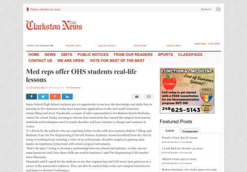 
                            13. Med reps offer OHS students real-life lessons | Clarkston News