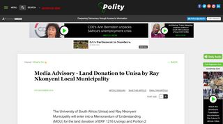 
                            12. Media Advisory - Land Donation to Unisa by Ray Nkonyeni Local ...