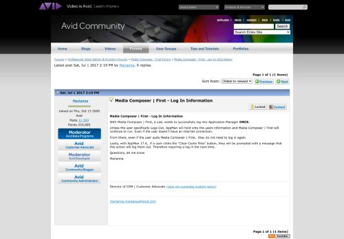 
                            2. Media Composer | First - Log In Information - Avid Community