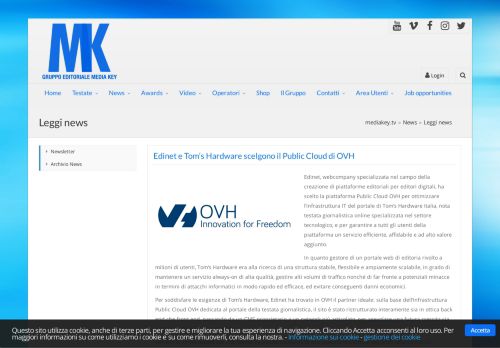 
                            12. Media Key: Edinet e Tom's Hardware scelgono il Public Cloud di OVH