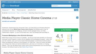 
                            10. Media Player Classic Home Cinema | heise Download