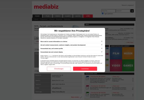 
                            5. mediabiz.de | FKTG - Fernseh- und Kinotechnische ... - Login - OskaR