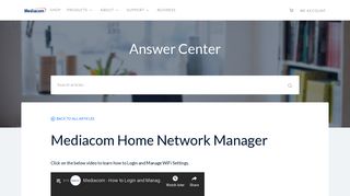 
                            5. Mediacom Home Network Manager - Answer Center - Service