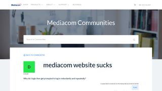 
                            10. mediacom website sucks - Answer Center - Service