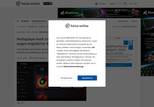 
                            9. Mediaplayer Kodi: Entwickler giften Sony wegen angeblicher ... - Heise