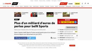 
                            5. Médias - Plus d'un milliard d'euros de pertes pour beIN Sports