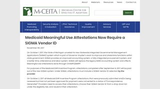 
                            9. Medicaid Meaningful Use Attestations Now Require a SIGMA Vendor ID