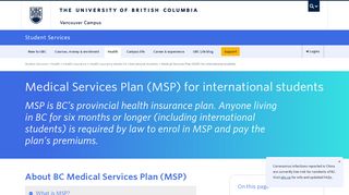 
                            9. Medical Services Plan (MSP) for international students | Student ...