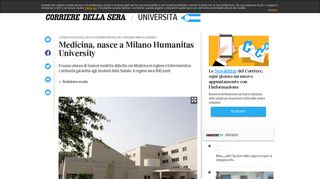 
                            13. Medicina, nasce a Milano Humanitas University - Corriere.it