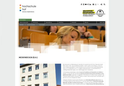 
                            13. Mediendesign (BA) - Hochschule Hof