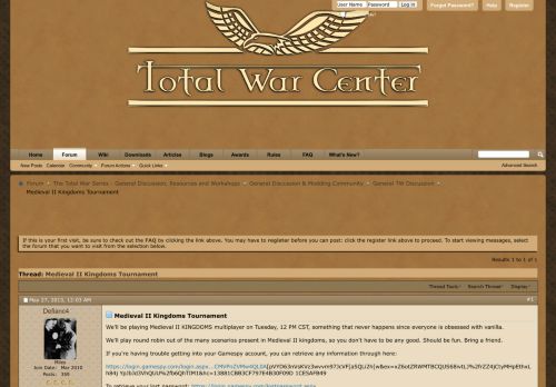 
                            11. Medieval II Kingdoms Tournament - Total War Center
