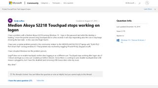 
                            13. Medion Akoya S2218 Touchpad stops working on logon - Microsoft ...