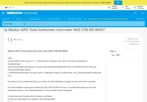 
                            10. Medion NAS Tools funktioniert nicht mehr NAS 3TB M... - MEDION ...