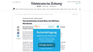 
                            9. Medizin-Studium - Vernichtendes Urteil über Uni Witten-Herdecke ...