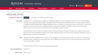 
                            8. MEDLINE (OVID) | Rutgers University Libraries