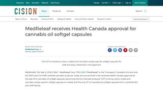 
                            5. MedReleaf receives Health Canada approval for cannabis oil softgel ...