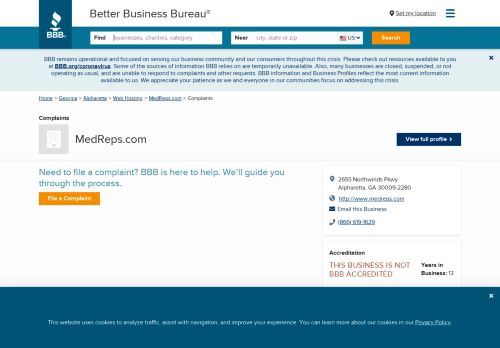 
                            11. MedReps.com | Complaints | Better Business Bureau® Profile