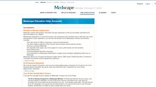 
                            6. Medscape Education – Help | Accounts