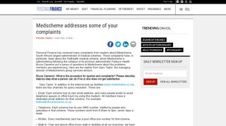 
                            9. Medscheme addresses some of your complaints | IOL Personal Finance