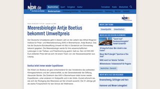 
                            12. Meeresbiologin Antje Boetius bekommt Umweltpreis | NDR.de ...