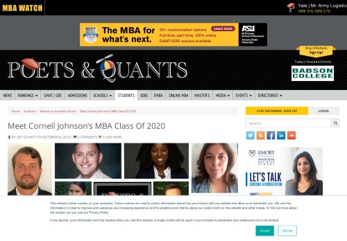 
                            10. Meet Cornell Johnson's MBA Class Of 2020 - Poets and Quants