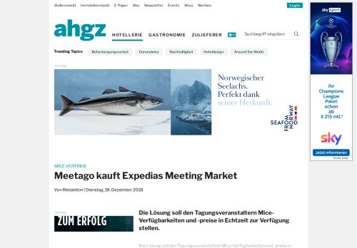 
                            4. Meetago kauft Expedias Meeting Market - Allgemeine Hotel- und ...