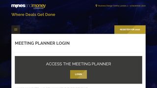 
                            11. Meeting Planner Login | Mines and Money London