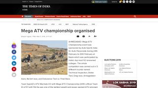 
                            6. Mega ATV championship organised - Times of India