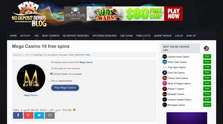 
                            4. Mega Casino 10 free spins - 11.12.2017 - No deposit bonuses