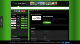 
                            6. Mega Casino- $300 bonus plus 80 free spins - Casino Online