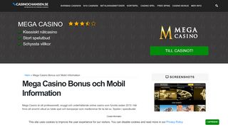 
                            5. Mega Casino - Väletablerat casino med stabil välkomstbonus!