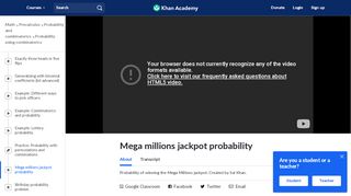 
                            10. Mega millions jackpot probability (video) | Khan Academy