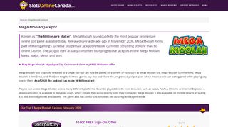 
                            6. Mega Moolah Jackpot - Millionaire Maker - SlotsOnlineCanada.com