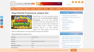 
                            10. Mega Moolah Progressive Jackpot Slot - Casino News Daily