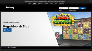 
                            7. Mega Moolah Slots Online - *£1,000 Welcome Bonus | Betway Casino
