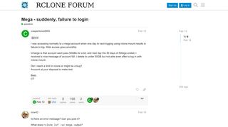 
                            9. Mega - suddenly, failure to login - question - rclone forum