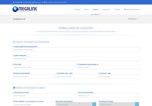 
                            3. MEGALINK TELECOMUNICAÇÕES - Cadastro