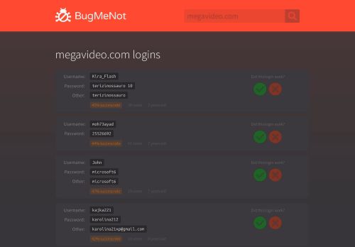 
                            2. megavideo.com logins - BugMeNot