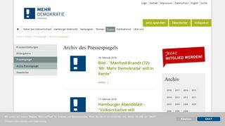 
                            5. Mehr Demokratie e.V. Landesverband Hamburg: Archiv Pressespiegel
