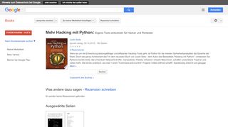 
                            12. Mehr Hacking mit Python: Eigene Tools entwickeln für Hacker und ... - Google Books-Ergebnisseite