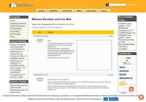 
                            8. Mehrere Benutzer und Live Mail › Von Unbekannt › Mailhilfe.de