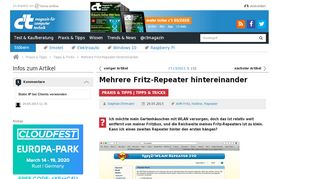 
                            4. Mehrere Fritz-Repeater hintereinander | c't Magazin - Heise