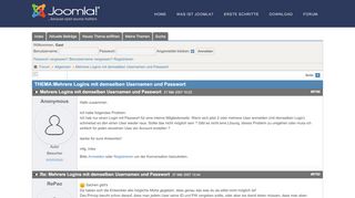 
                            1. Mehrere Logins mit demselben Usernamen und Passwort - Joomla Forum ...