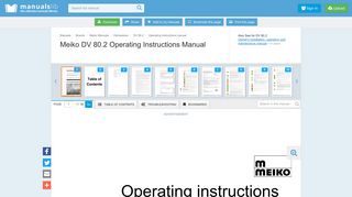 
                            11. MEIKO DV 80.2 OPERATING INSTRUCTIONS MANUAL Pdf ...